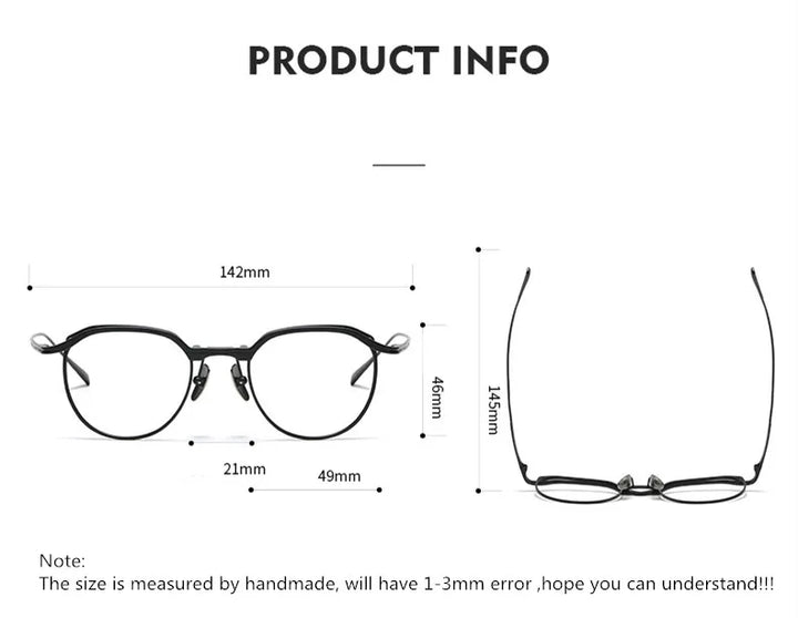 Aimee Unisex Full Rim Round Pure Titanium Eyeglasses STRATUS — view 2 | Aimee at FuzWeb