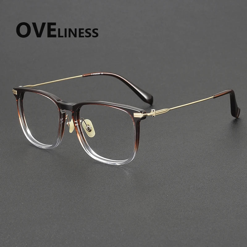 Oveliness Unisex Full Rim Big Square Acetate Titanium Eyeglasses 90003