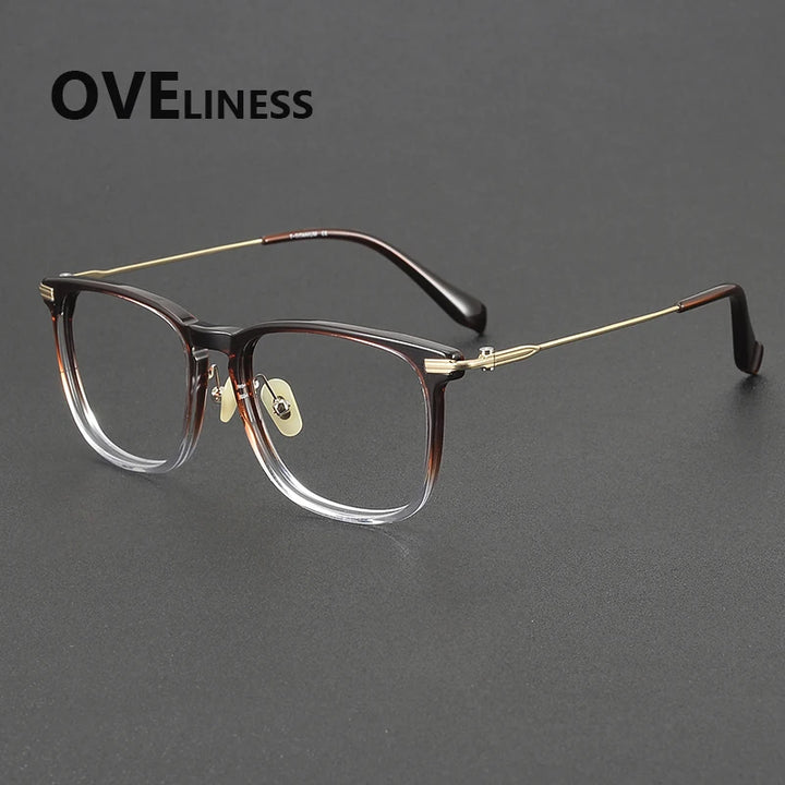 Oveliness Unisex Full Rim Big Square Acetate Titanium Eyeglasses 90003