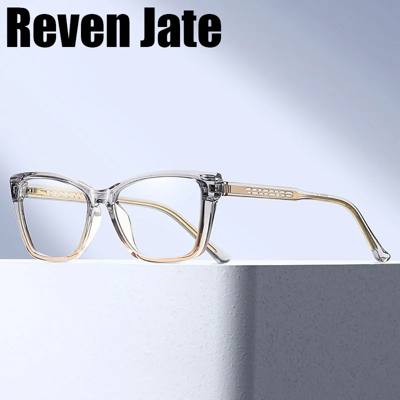 Reven Jate Women's Full Rim Square Tr 90 Alloy Eyeglasses 382265