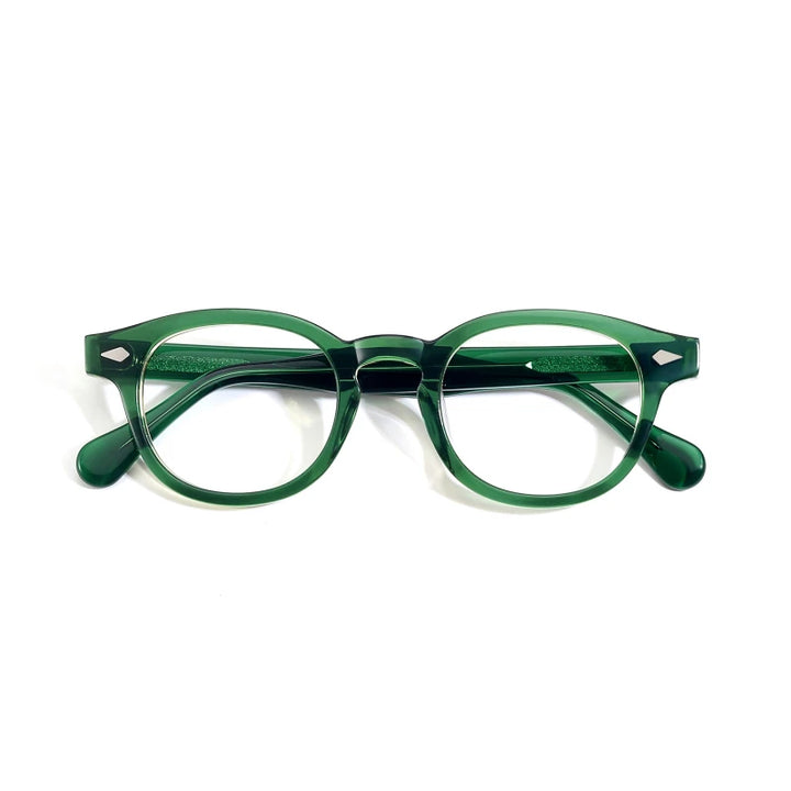 Black Mask Unisex Full Rim Oval Square Acetate Eyeglasses 492063 Full Rim Black Mask Green