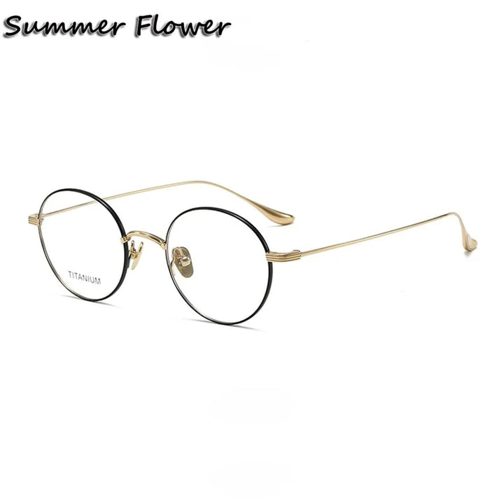 Summer Flower Women's Full Rim Round Titanium Eyeglasses 403061