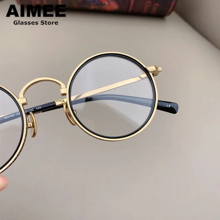 Aimee Unisex Full Rim Round Acetate Titanium Eyeglasses 633100