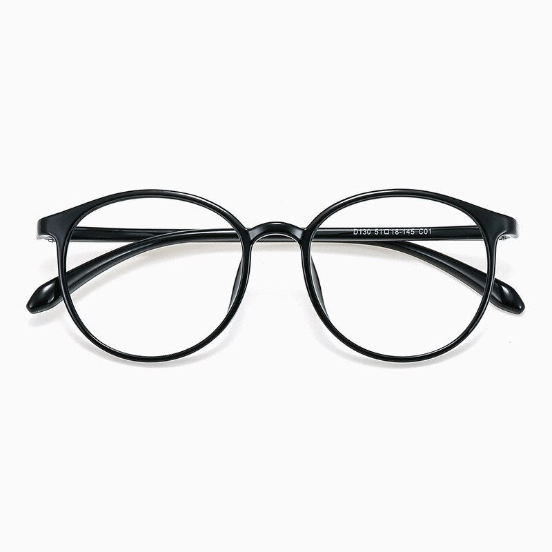 KatKani Unisex Full Rim Round Tr 90 Eyeglasses D130 Full Rim KatKani Eyeglasses Brihgt Black  