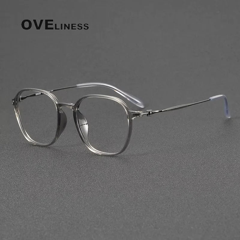 Oveliness Women's Full Rim Square Acetate Titanium Eyeglasses 86652