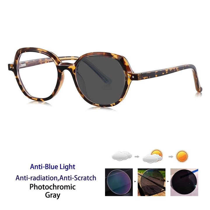 Kocolior Women's Full Rim Oval Tr 90 Alloy Photochromic Reading Glasses 242051