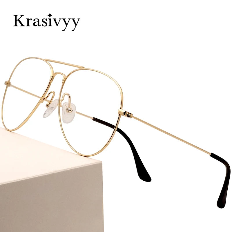 Krasivyy Unisex Full Rim Oval Double Bridge Titanium Eyeglasses 716050