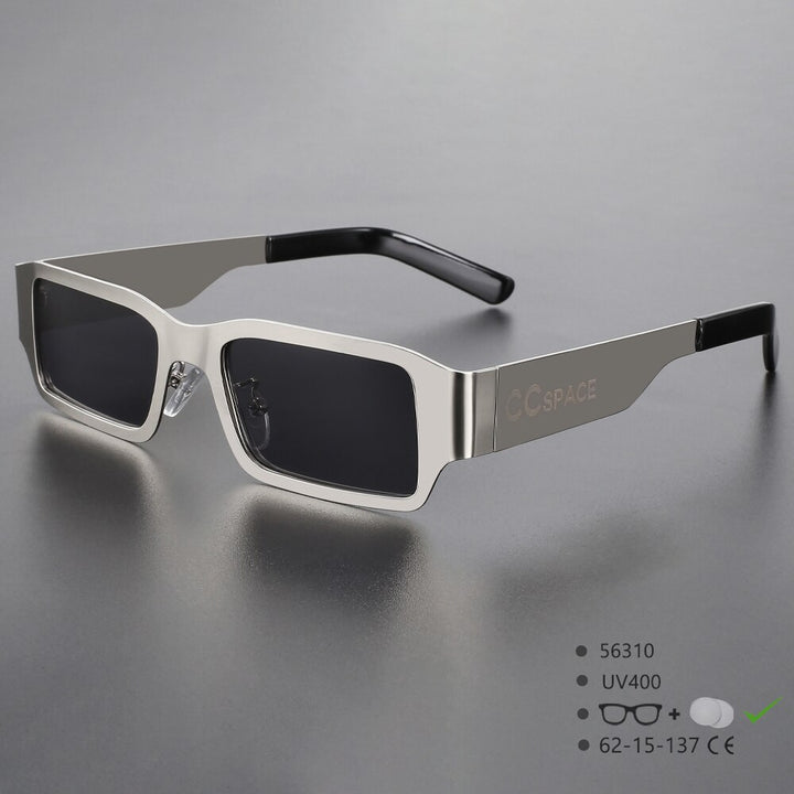 CCSpace Unisex Full Rim Rectangle Alloy UV400 Sunglasses 56310 Sunglasses CCspace Sunglasses CCspaceSilver  