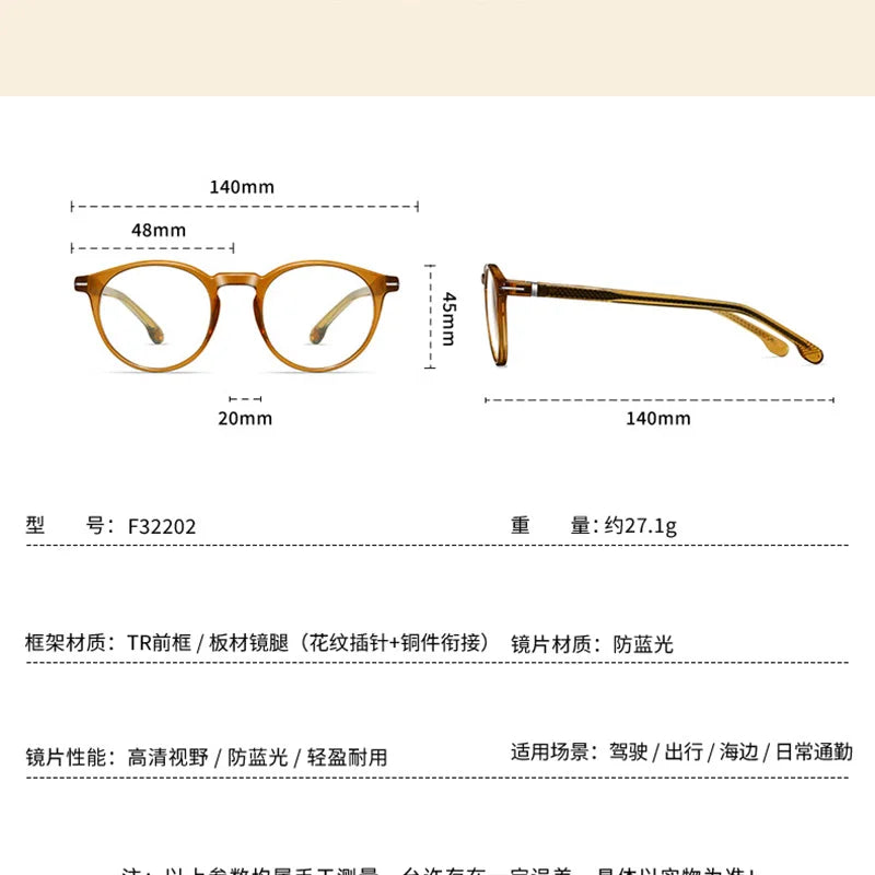 Reven Jate Unisex Full Rim Round Acetate Prescription Eyeglasses 32202 - view 2