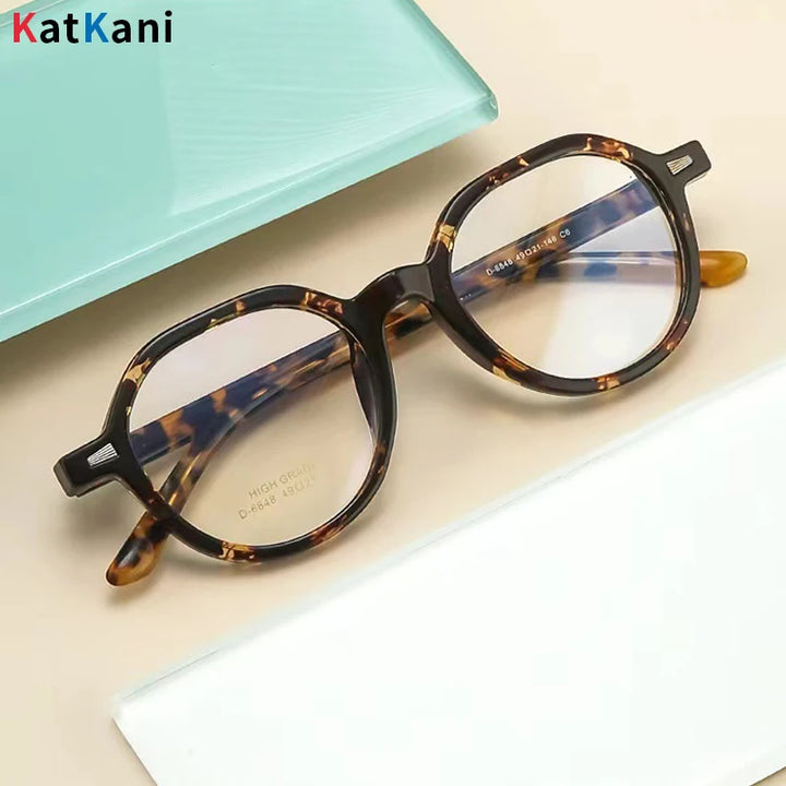 KatKani Unisex Full Rim Flat Top Polygon Tr 90 Eyeglasses 6848 Full Rim KatKani Eyeglasses   