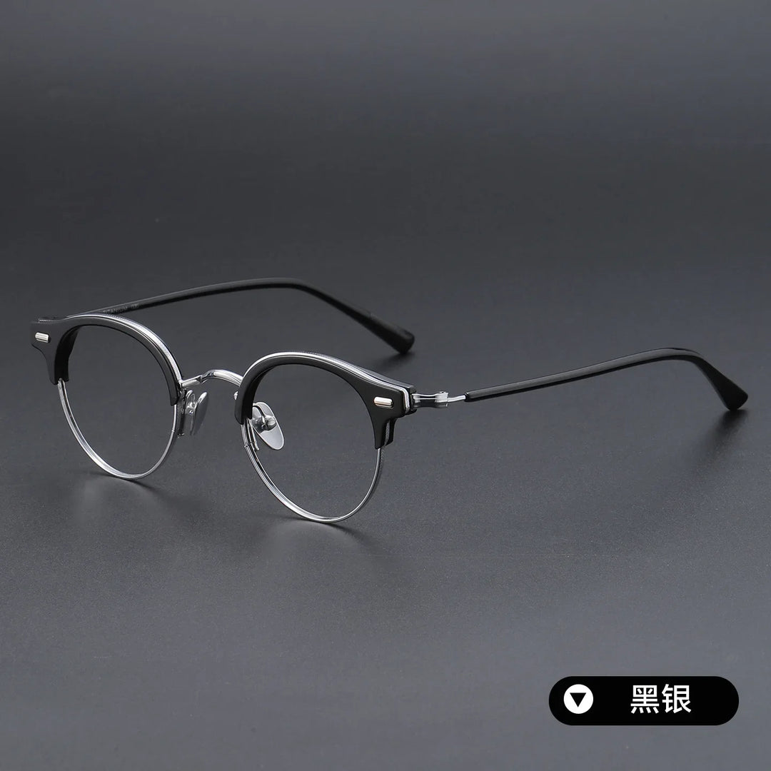 Bclear Unisex Full Rim Round Titanium Eyeglasses SM-V8264