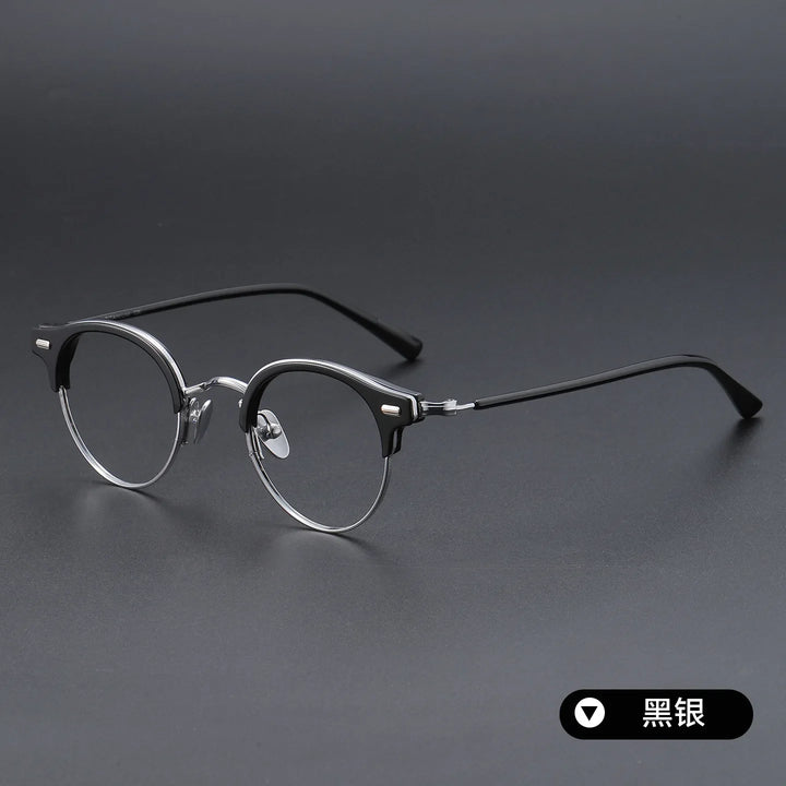 Bclear Unisex Full Rim Round Titanium Eyeglasses SM-V8264