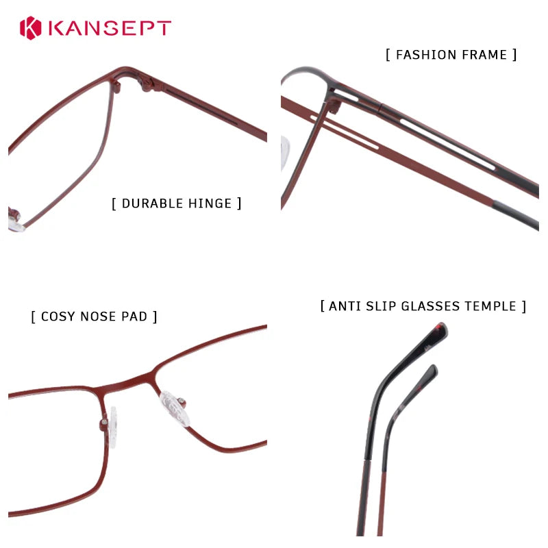 Kansept Unisex Full Rim Square Alloy Tr 90 Reading Glasses 74633