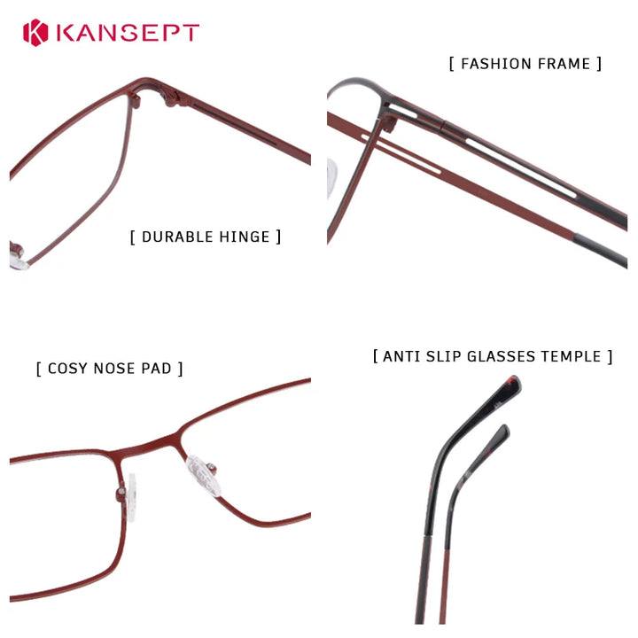 Kansept Unisex Full Rim Square Alloy Tr 90 Reading Glasses 74633