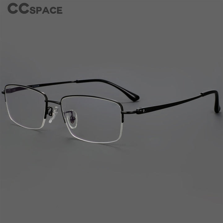 CCSpace Women's Semi Rim Square Hand Crafted Titanium Eyeglasses 55883 Semi Rim CCspace   