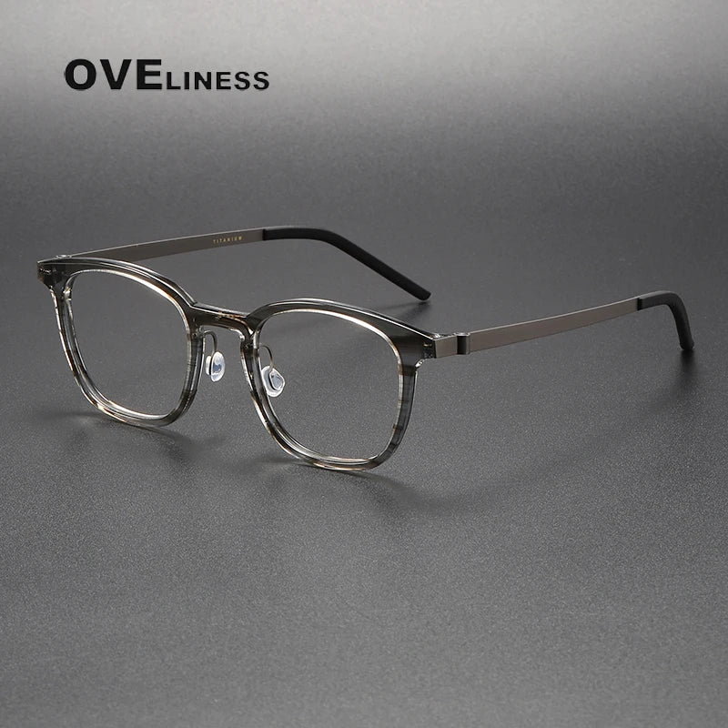 Oveliness Unisex Full Rim Square Titanium Screwless Eyeglasses 1051 Full Rim Oveliness grey  
