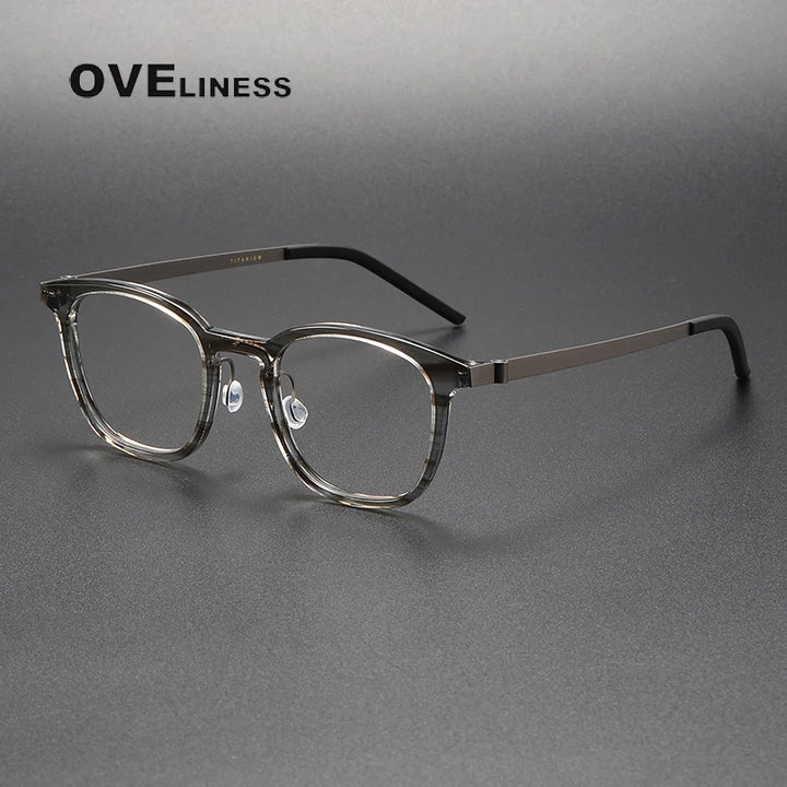 Oveliness Unisex Full Rim Square Titanium Screwless Eyeglasses 1051 Full Rim Oveliness grey  