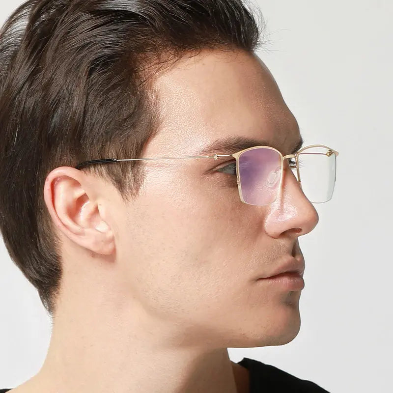 Blackmask Unisex Semi Rim Square Titanium Eyeglasses BM-X8203