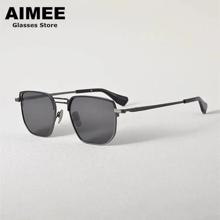 Aimee Unisex Full Rim Big Square Double Bridge Titanium Sunglasses 541153