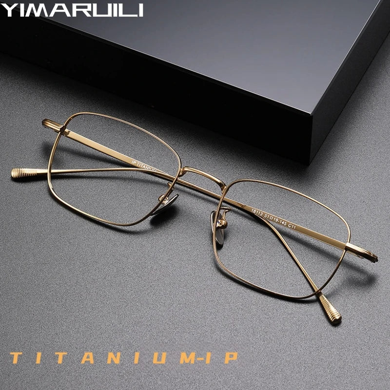 Yimaruili Unisex Full Rim Square Titanium Eyeglasses 18113