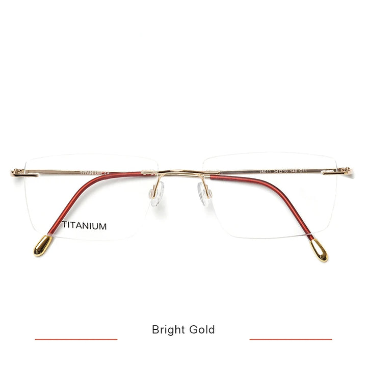 Brightzone Unisex Rimless Square Polygon Titanium Eyeglasses 71611 Rimless Brightzone Bright Gold