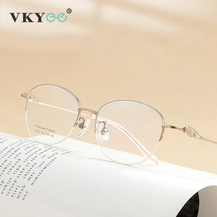 Vicky Women's Semi Rim Oval Titanium Reading Glasses 637022