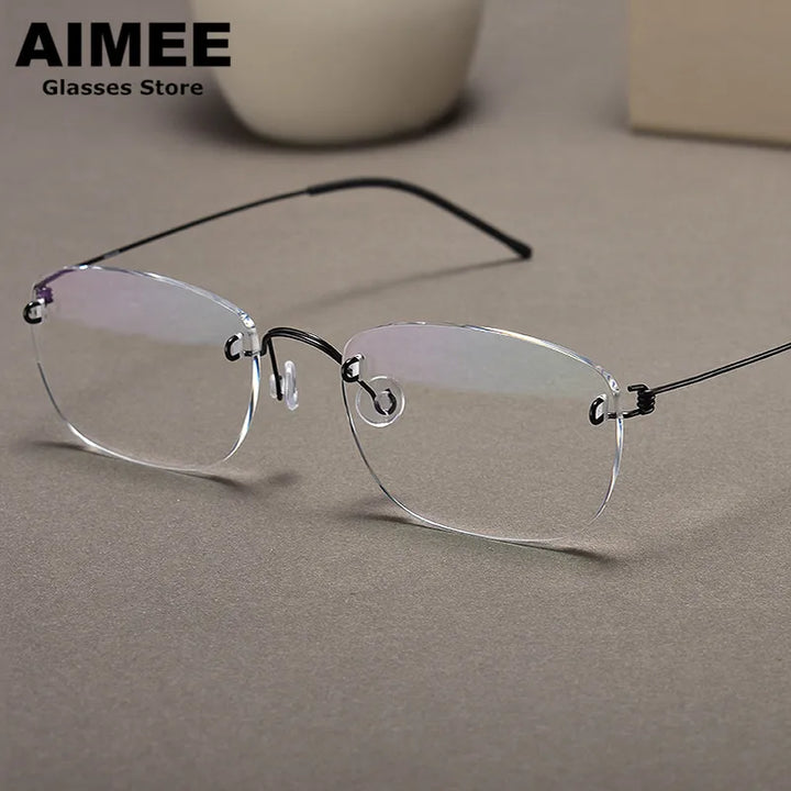 Aimee Women's Rimless Square Titanium Eyeglasses 29740