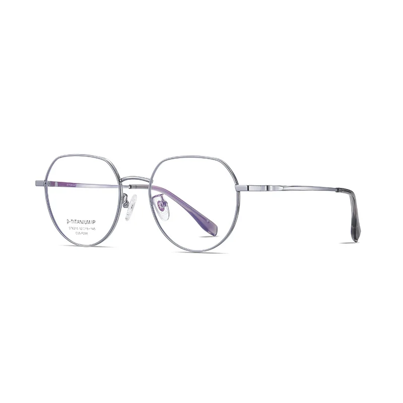 Ralferty Women's Full Rim Flat Top Oval Titanium Eyeglasses R6215 Full Rim Ralferty C05 Silver CHINA 