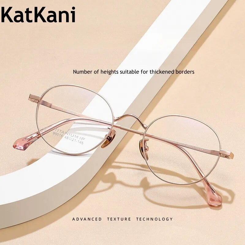 KatKani Women's Full Rim Small Round Titanium Eyeglasses 95016 Full Rim KatKani Eyeglasses   