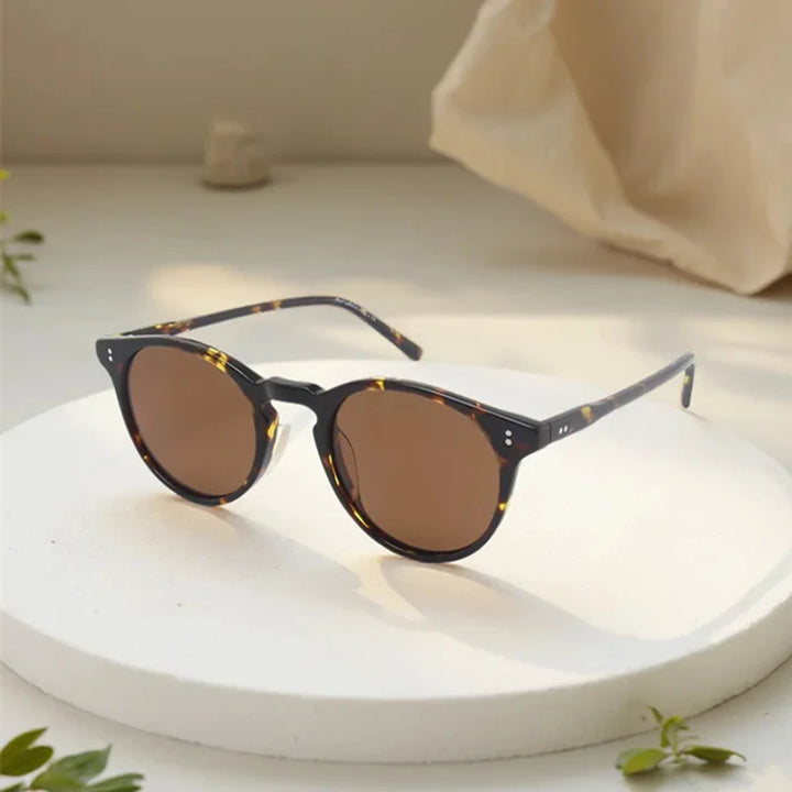 Black Mask Unisex Full Rim Round Acetate Polarized Sunglasses BM-5183S