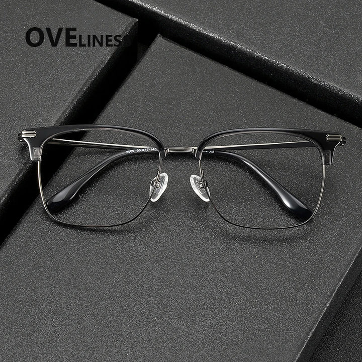 Oveliness Unisex Full Rim Big Square Acetate Titanium Eyeglasses 32009