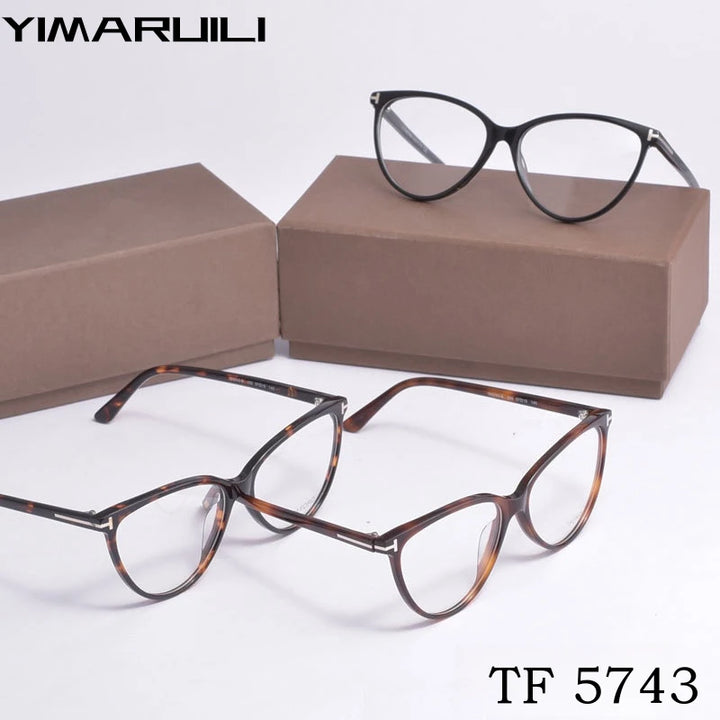 Yimaruili Women's Full Rim Square Cat Eye Acetate Eyeglasses Y5743 Full Rim Yimaruili Eyeglasses   