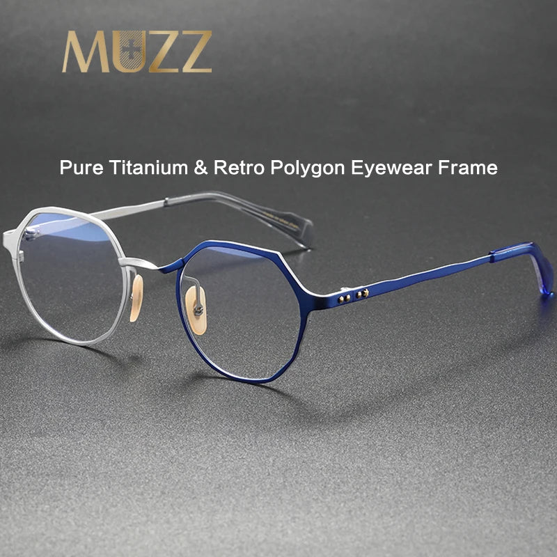 Muzz Women's Full Rim Flat Top Oval Titanium Eyeglasses 470039