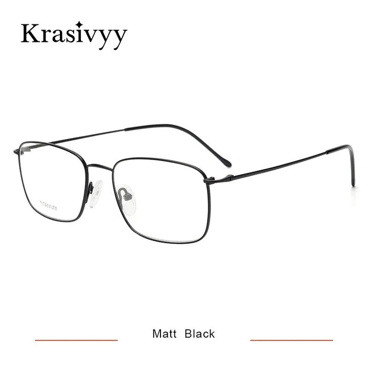Krasivyy Men's Full Rim Square Titanium Eyeglasses Kr8407 Full Rim Krasivyy Matt Black  