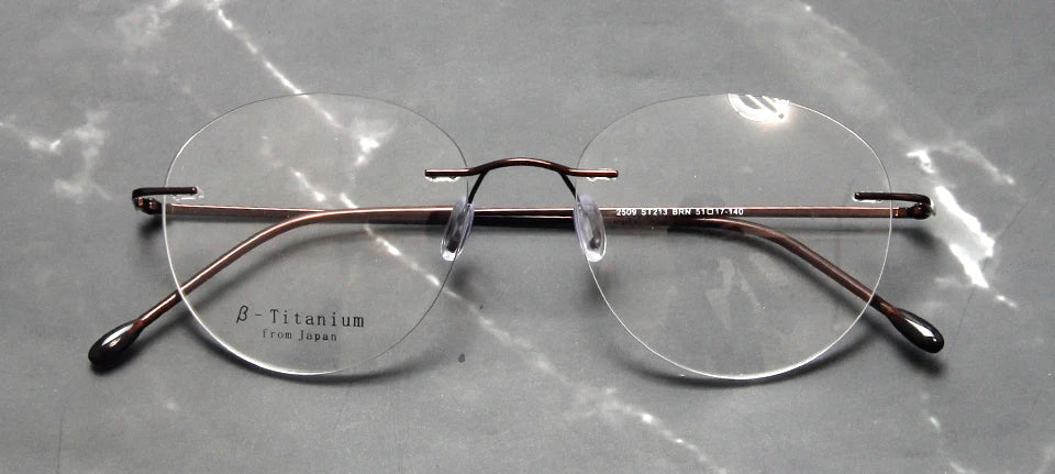 Esnbie Women's Rimless Small Oval Round Titanium Eyeglasses 243213