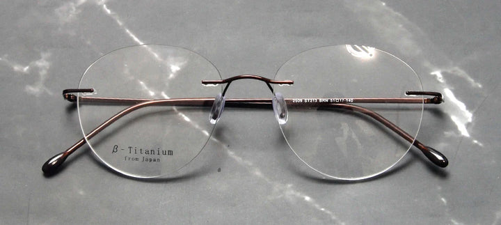 Esnbie Women's Rimless Small Oval Round Titanium Eyeglasses 243213
