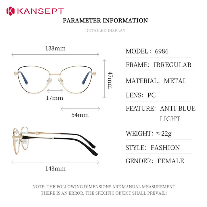 Kansept Women's Full Rim Round Cat Eye Alloy Reading Glasses 556986