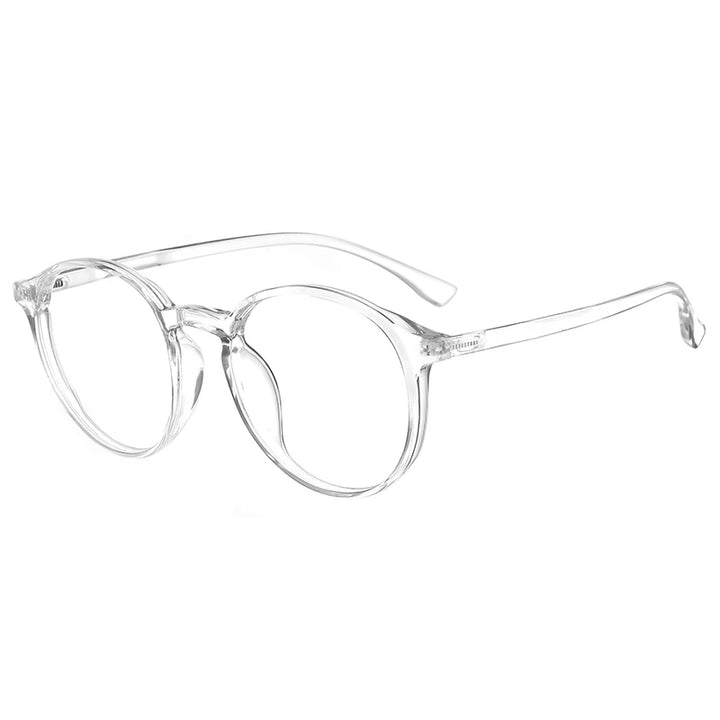 Bclear Unisex Full Rim Round Tr 90 Titanium Eyeglasses 90302 Full Rim Bclear Transparent  