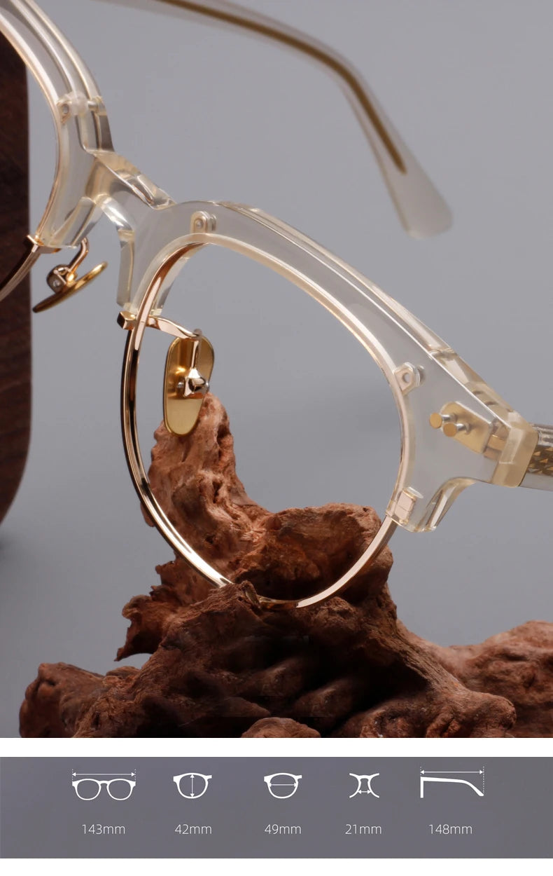 Black Mask Unisex Full Rim Square Titanium Acetate Eyeglasses 366711