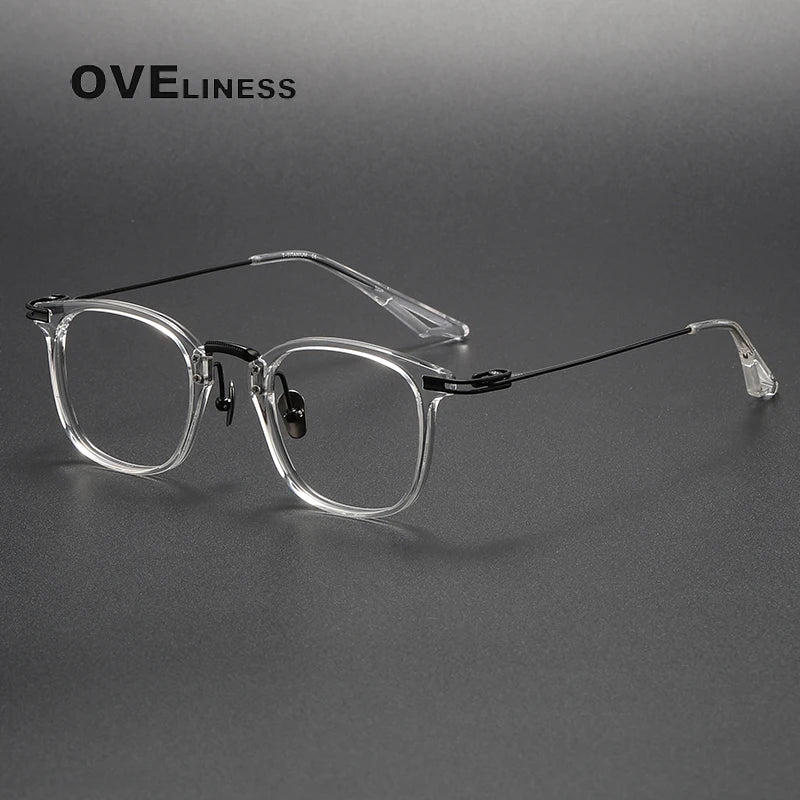 Oveliness Unisex Full Rim Square Acetate Titanium Eyeglasses 80870