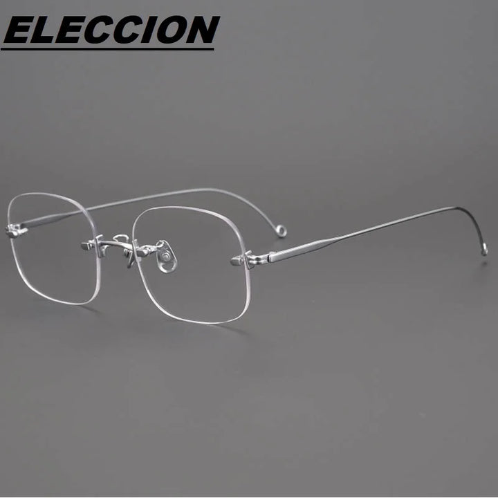 Eleccion Women's Rimless Square Titanium Eyeglasses 10109 Rimless FuzWeb