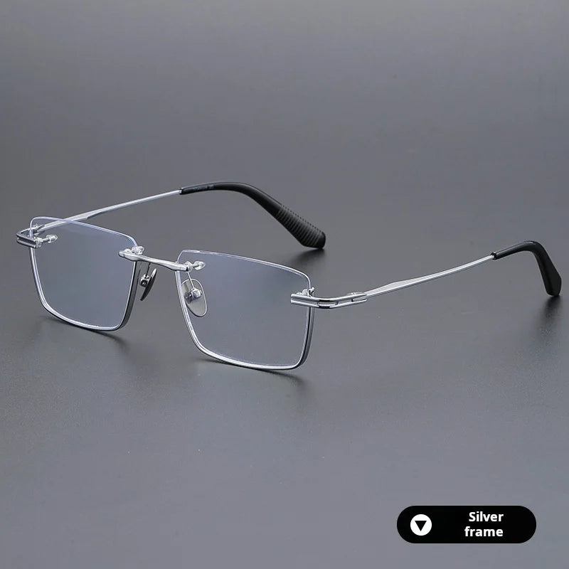 Momoja Unisex Semi Rim Big Polygon Square Titanium Eyeglasses 72416