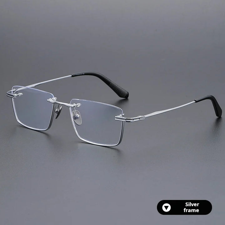 Momoja Unisex Semi Rim Big Polygon Square Titanium Eyeglasses 72416