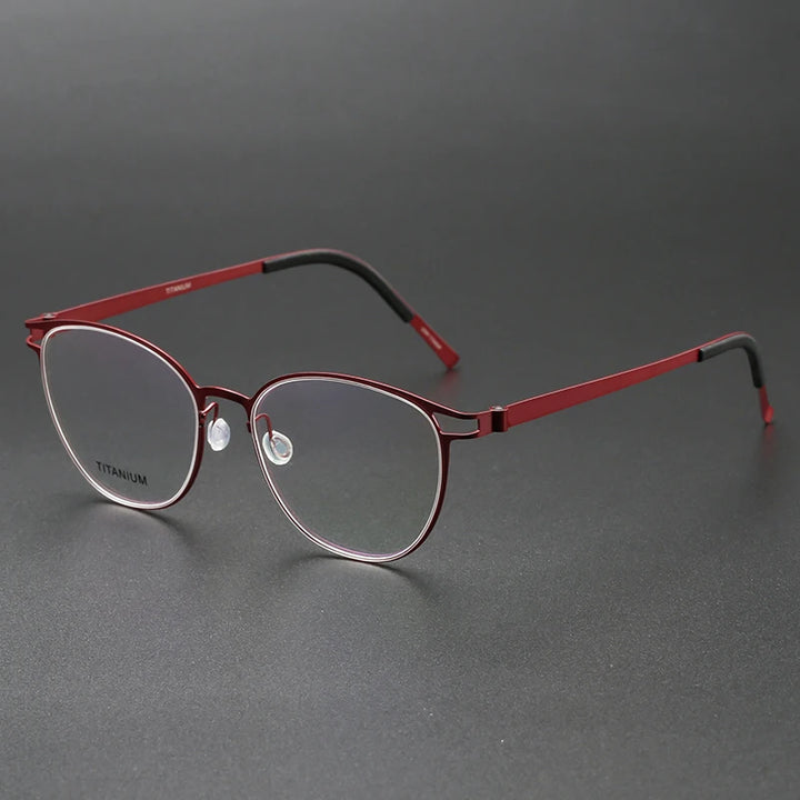 Aimee Unisex Full Rim Oval Screwless Titanium Eyeglasses 9607 Full Rim Aimee Red  