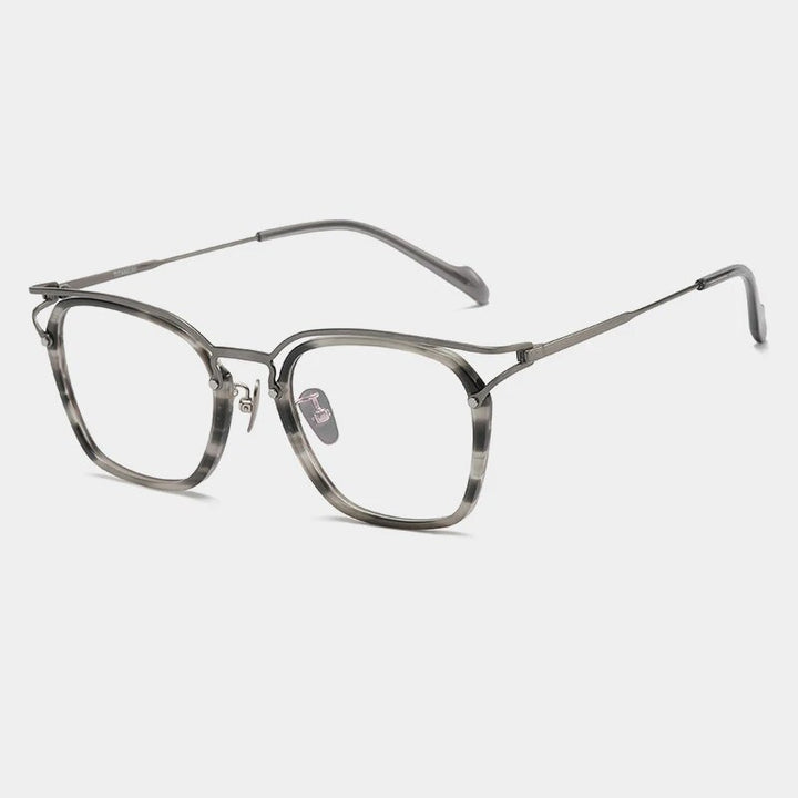 Gatenac Unisex Full Rim Square Titanium Acetate Eyeglasses Gxyj1137 Full Rim Gatenac Stripe  