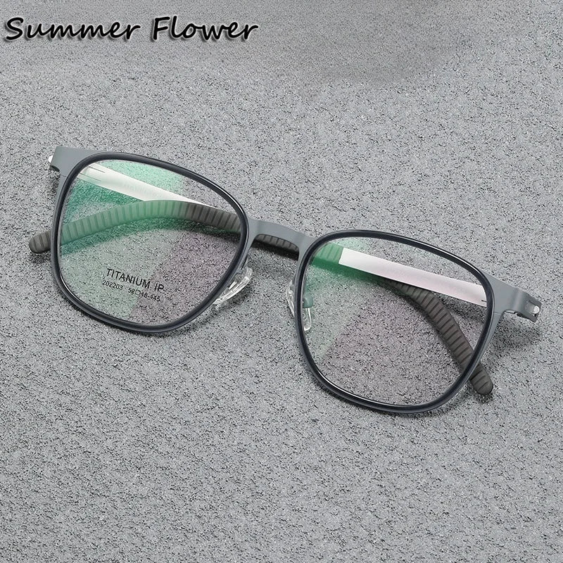 Summer Flower Unisex Full Rim Round Square Titanium Eyeglasses 202203