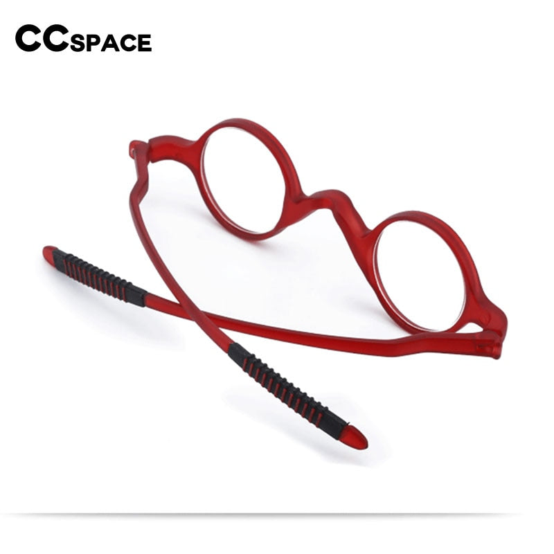 CCSpace Unisex Full Rim Round Tr 90 Titanium Hyperopic Reading Glasses 56206 Reading Glasses CCspace   