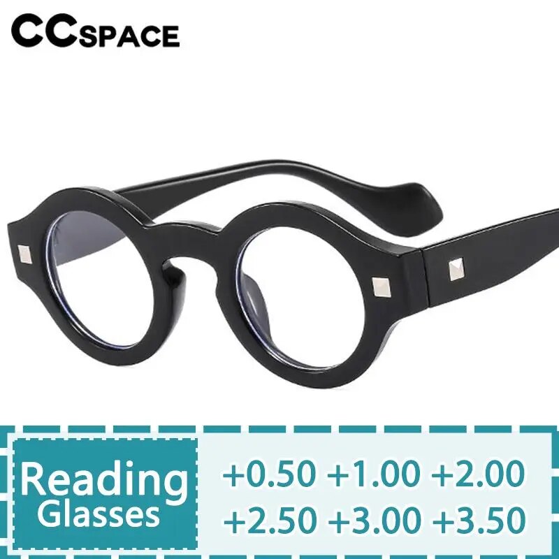 CCSpace Unisex Full Rim Small Round Acetate Hyperopic Reading Glasses R57019 Reading Glasses CCspace   