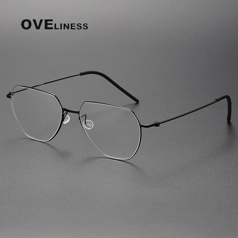 Oveliness Unisex Full Rim Flat Top Oval Titanium Eyeglasses O5526 Full Rim Oveliness black  