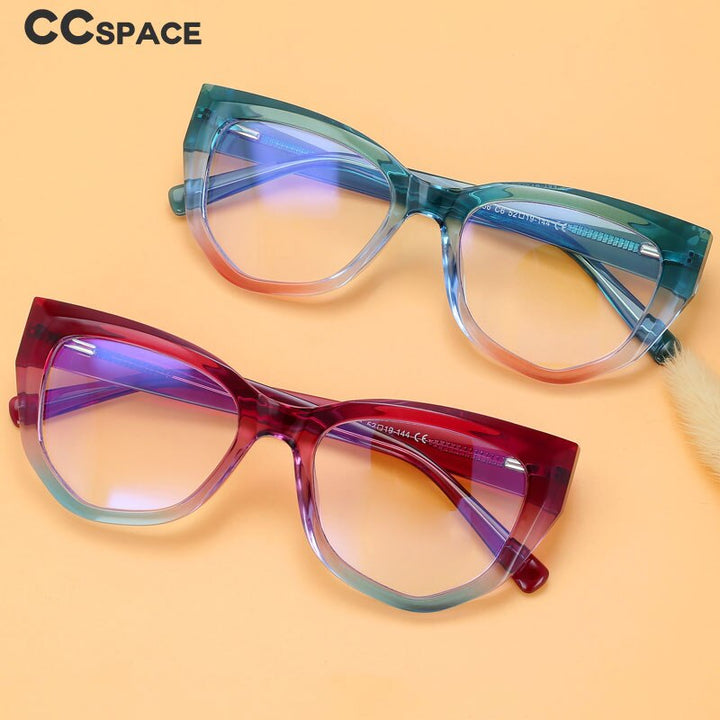 CCSpace Women's Full Rim Square Cat Eye Tr 90 Titanium Eyeglasses 56141 Full Rim CCspace   